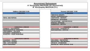 Πρόγραμμα αγώνων